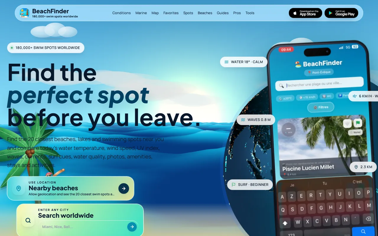 Screenshot of BeachFinder