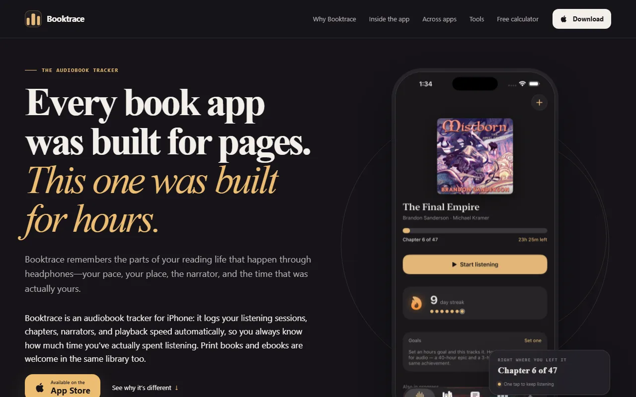 Screenshot of Booktrace