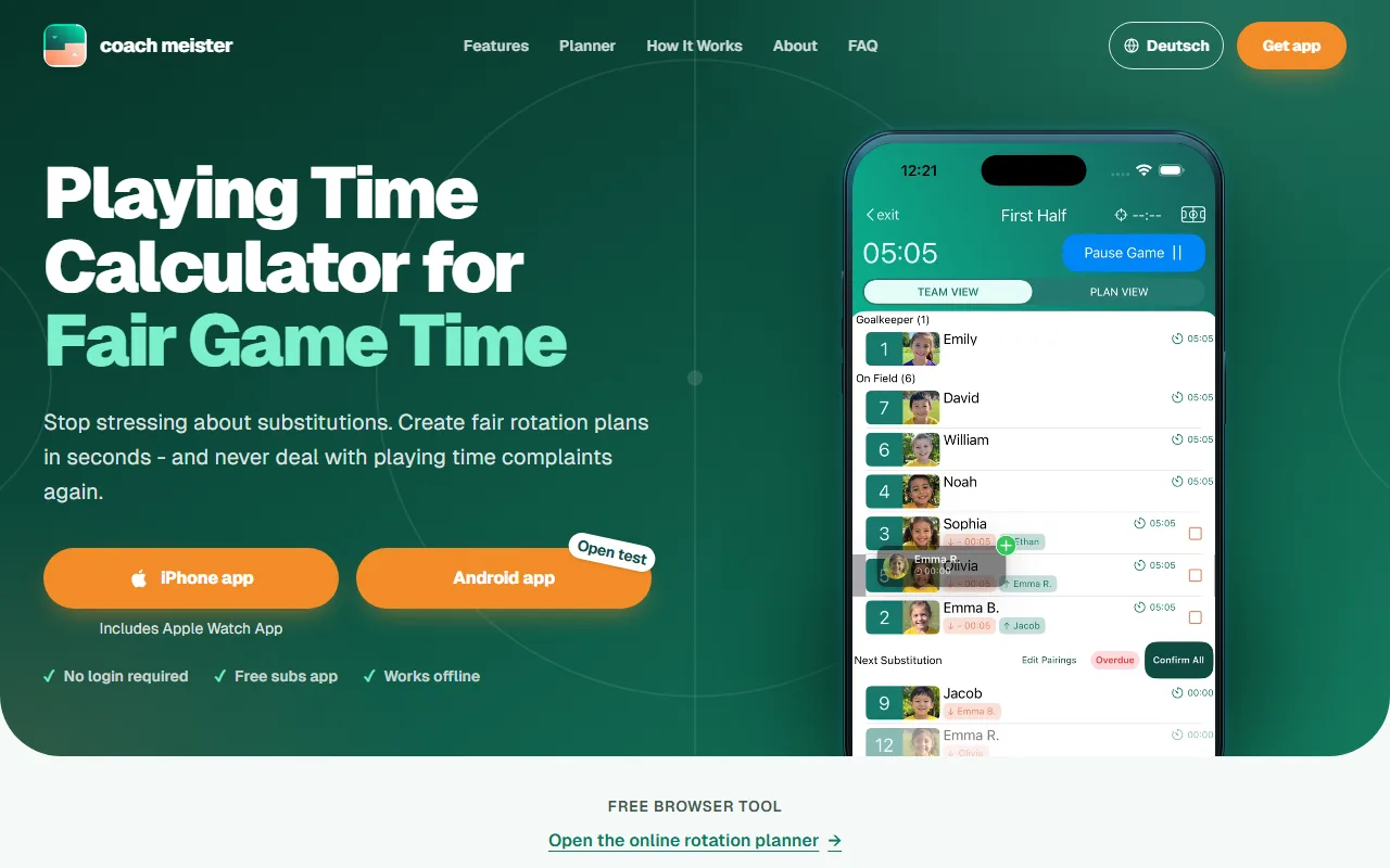 Screenshot of CoachMeister