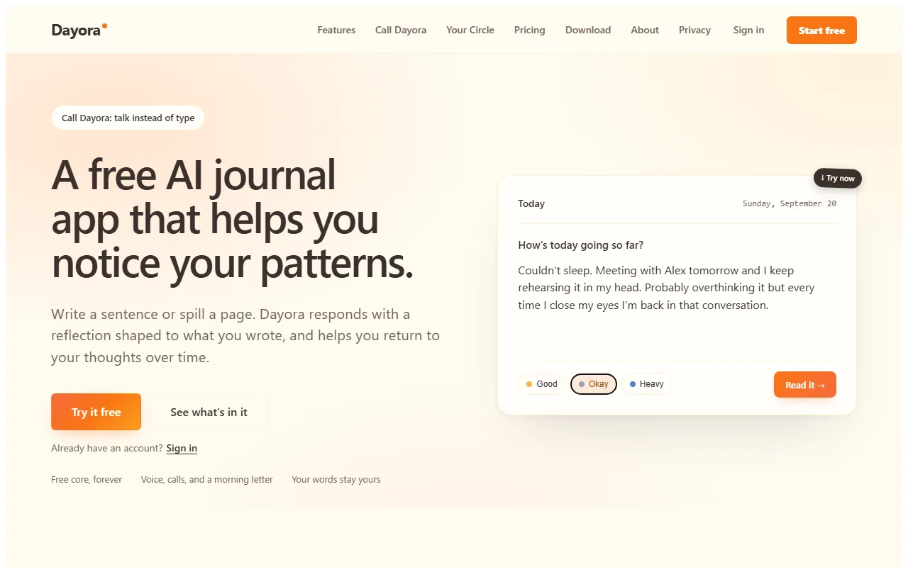 Screenshot of Dayora
