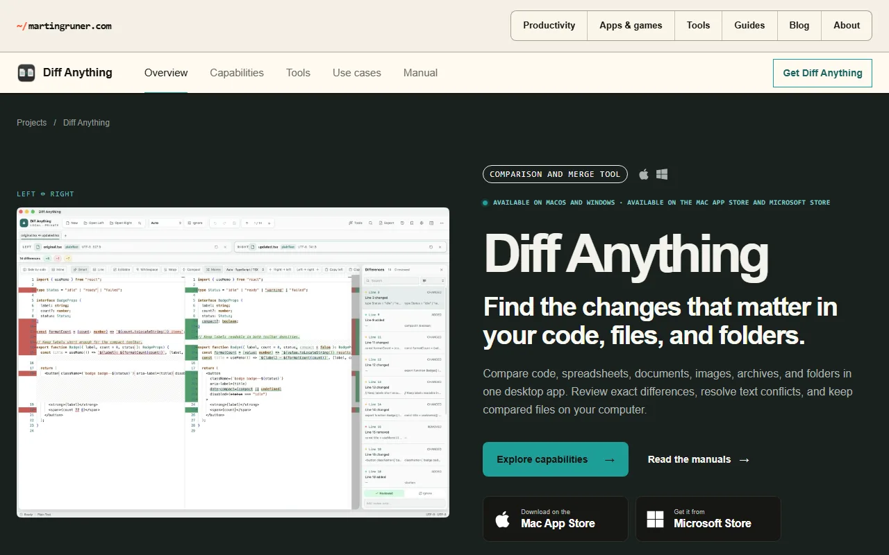 Screenshot of Diff Anything