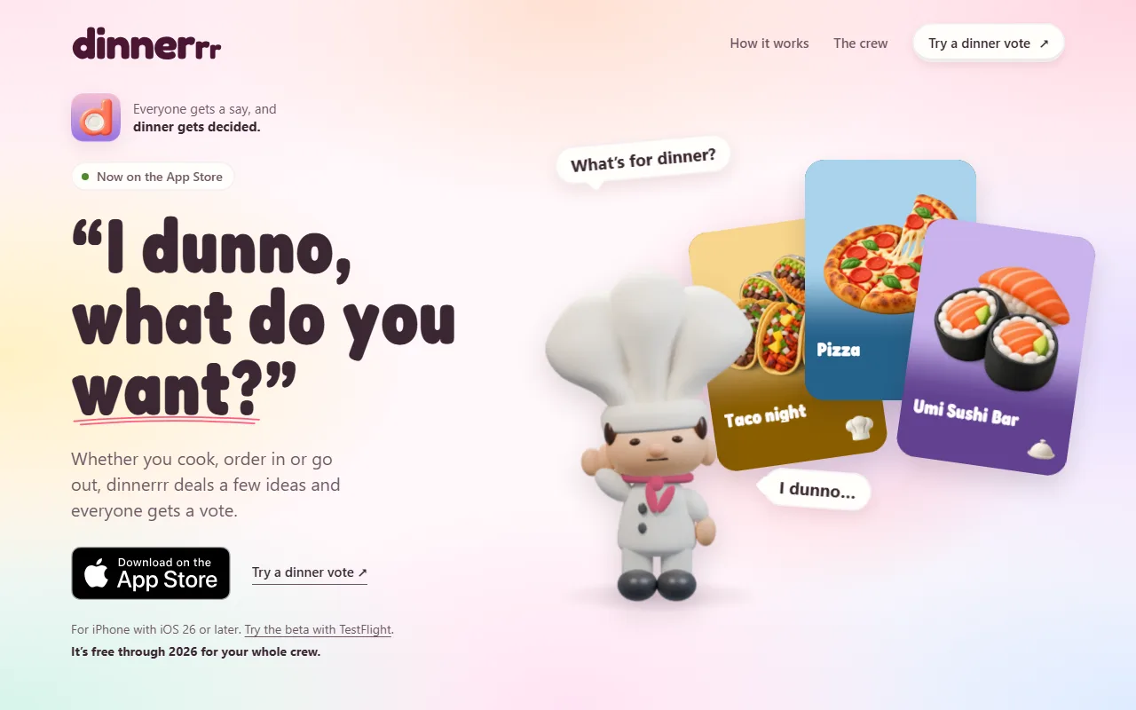 Screenshot of dinnerrr