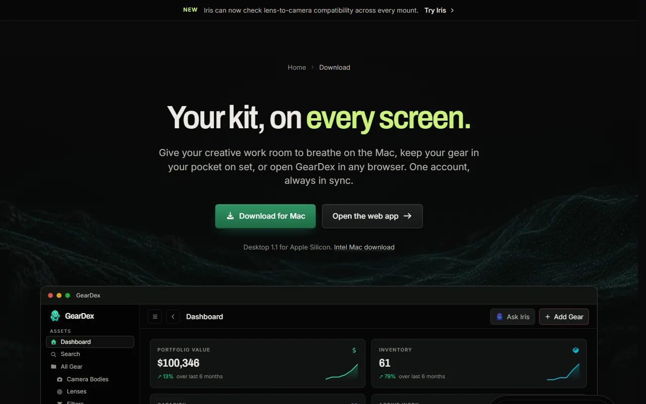 Screenshot of GearDex