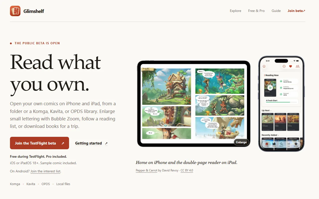 Screenshot of Glimshelf