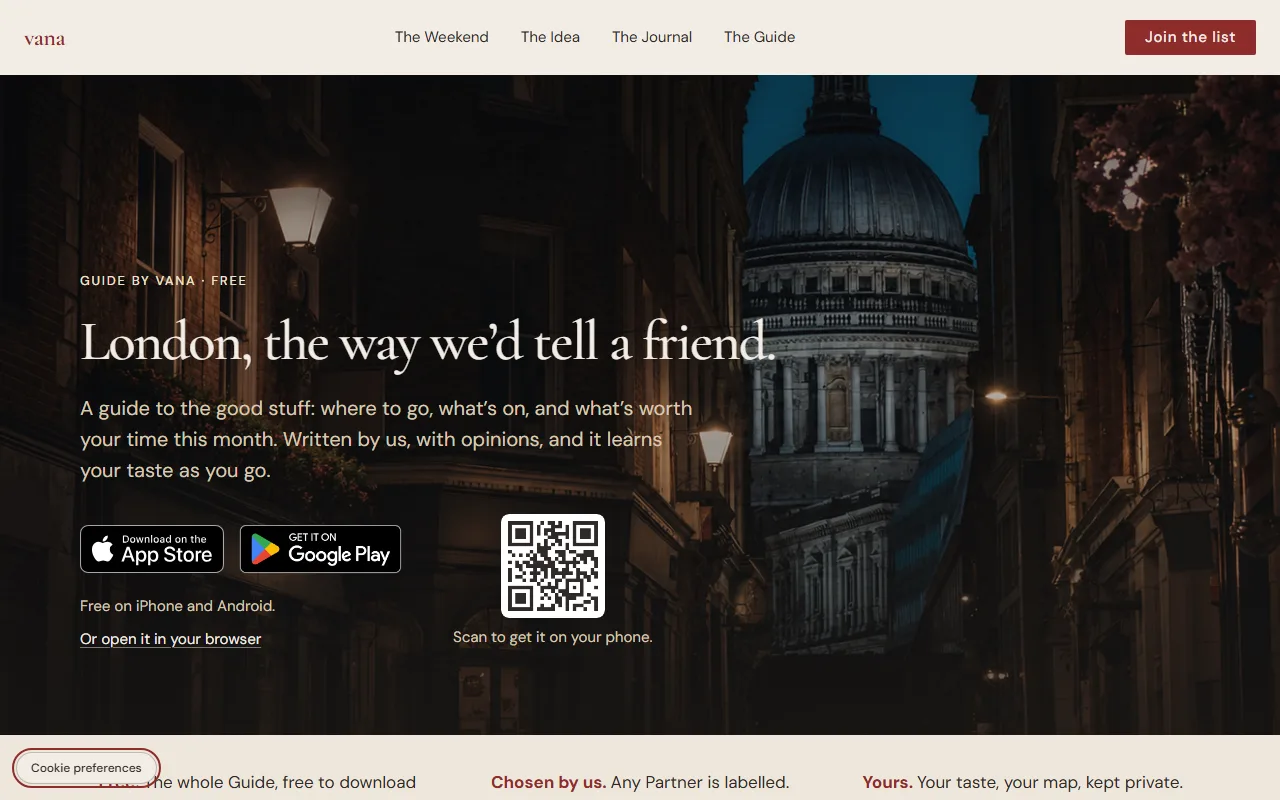 Screenshot of Guide by Vana