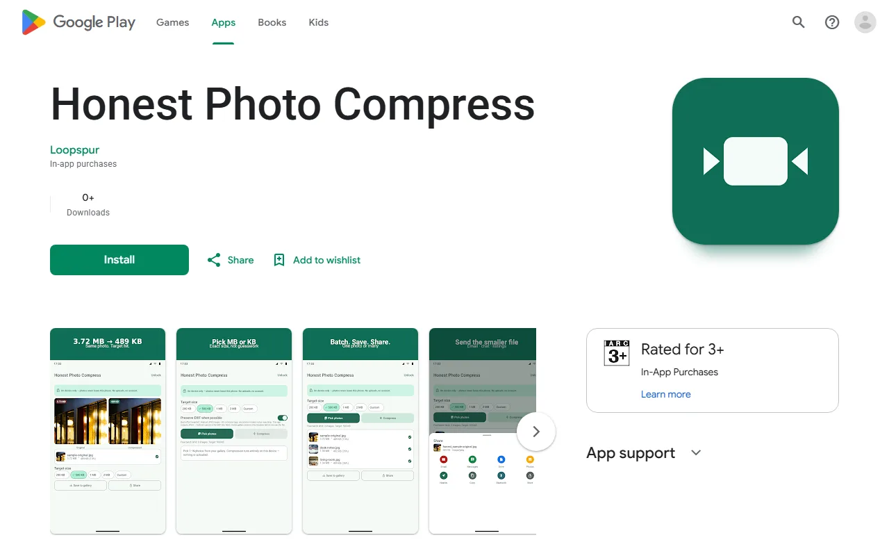 Screenshot of Honest Photo Compress
