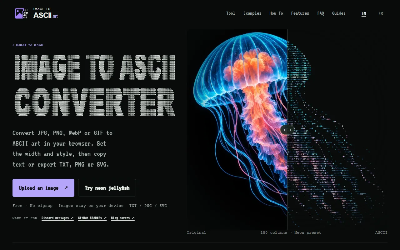 Screenshot of Image to ASCII