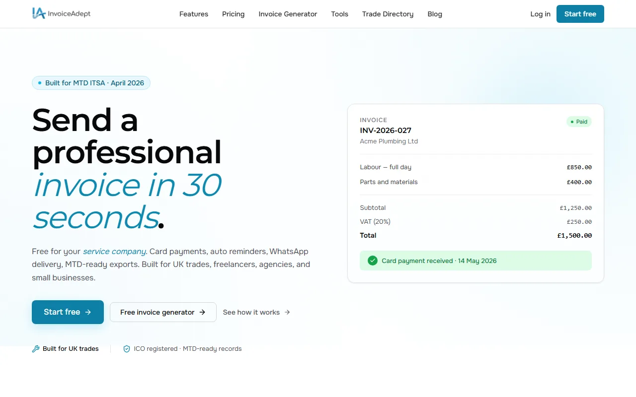 Screenshot of InvoiceAdept