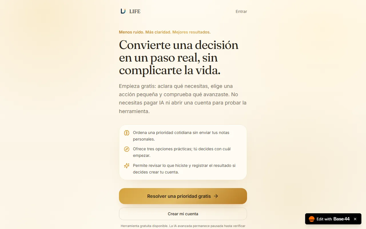 Screenshot of LIFE
