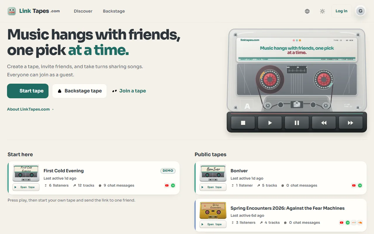 Screenshot of Link Tapes