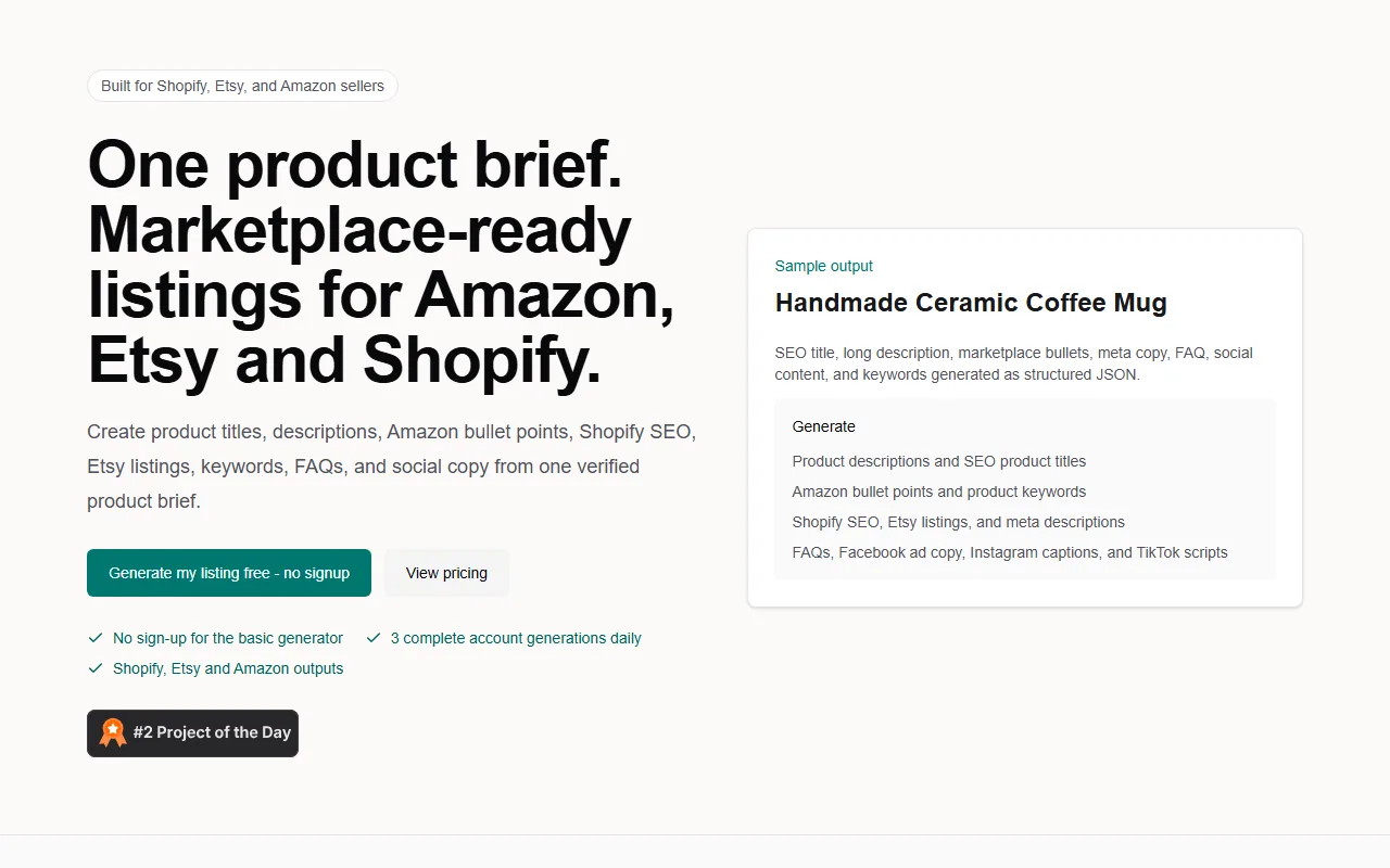 Screenshot of ListingPilot AI