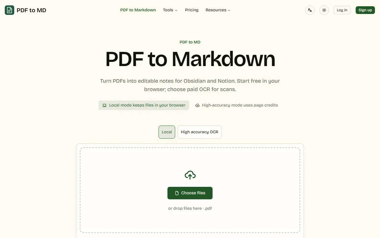 Screenshot of PDF to MD