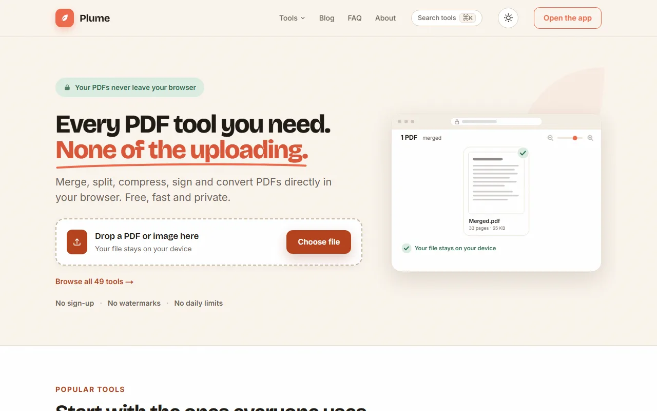 Screenshot of Plume
