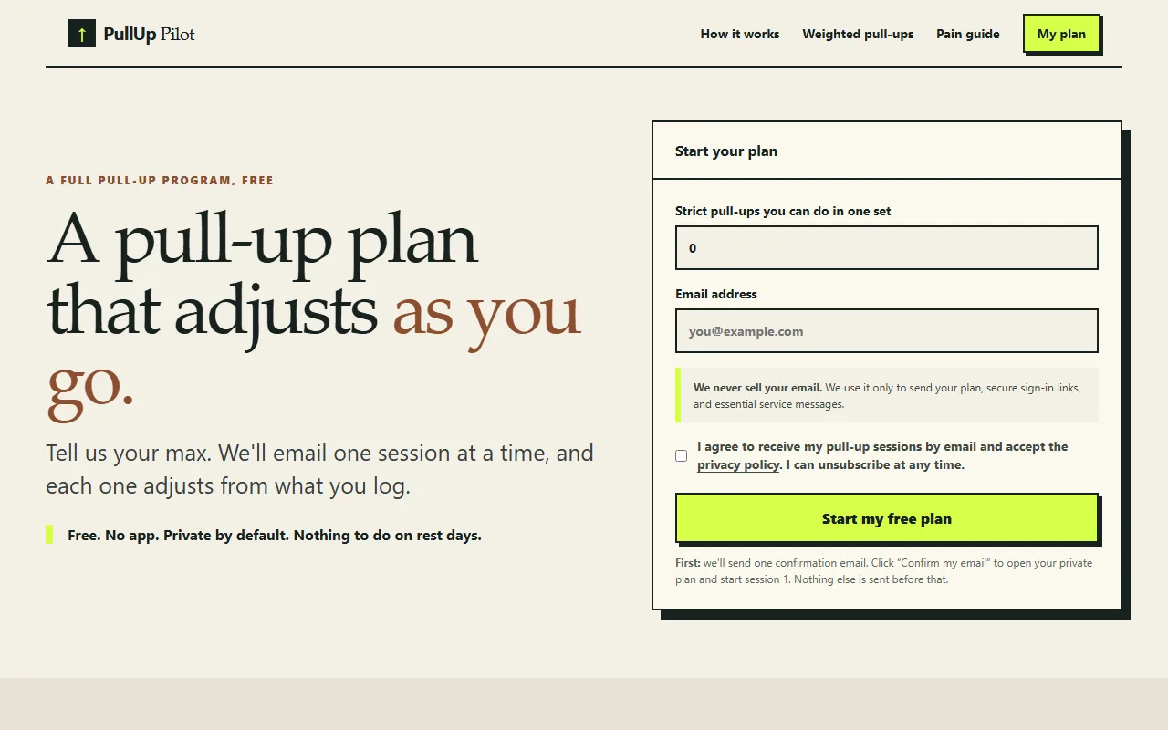 Screenshot of PullUp Pilot