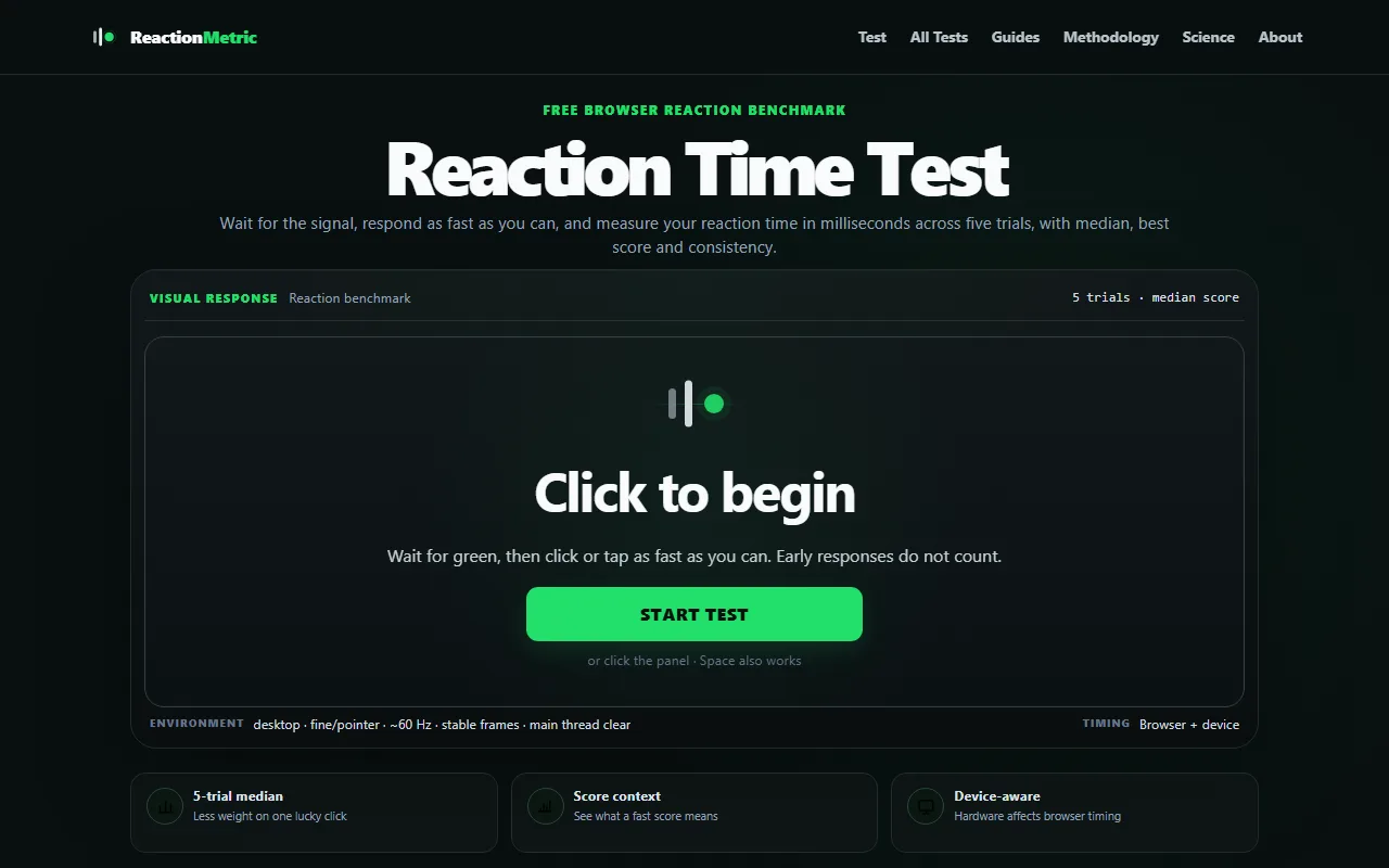 Screenshot of ReactionMetric