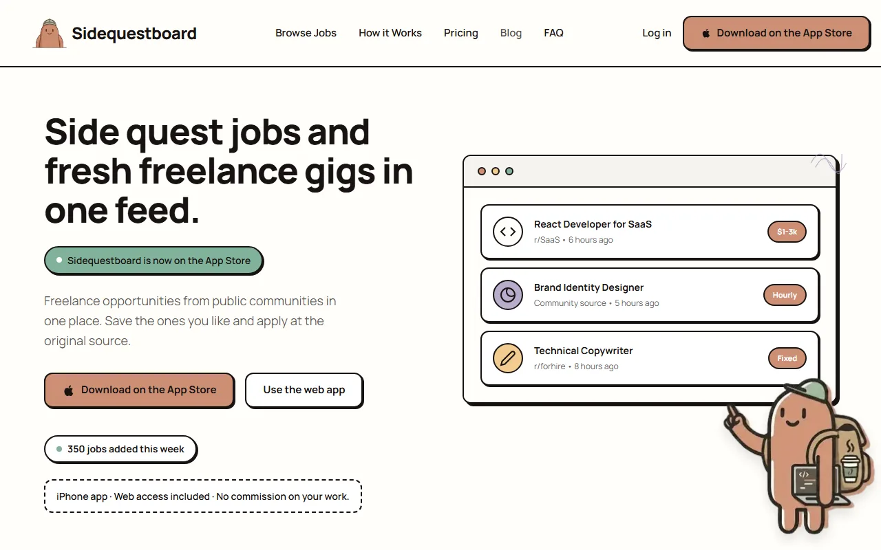 Screenshot of Sidequestboard