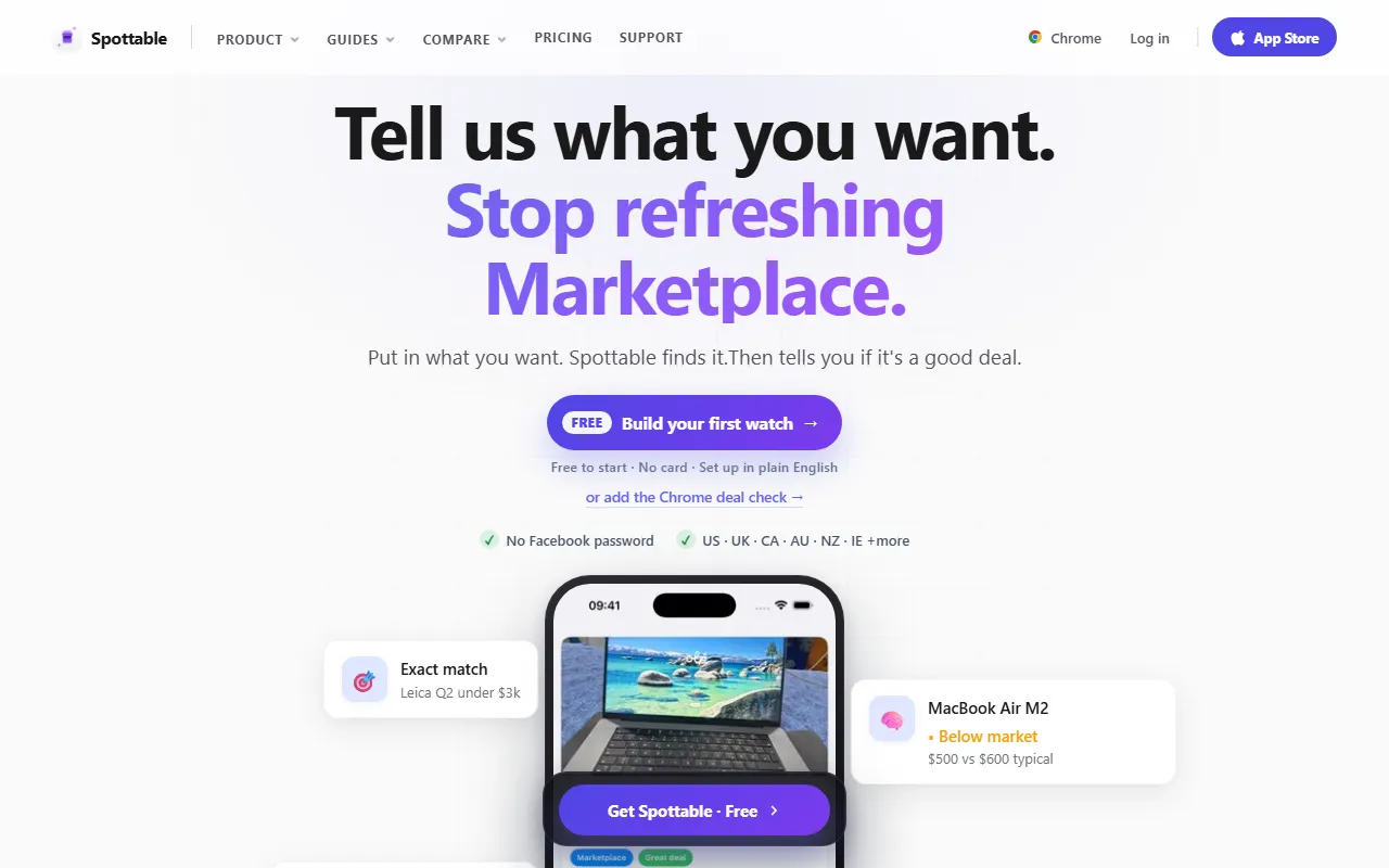 Screenshot of Spottable
