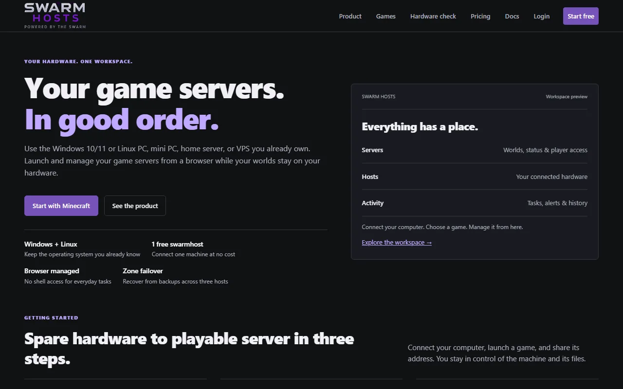 Screenshot of Swarm Hosts