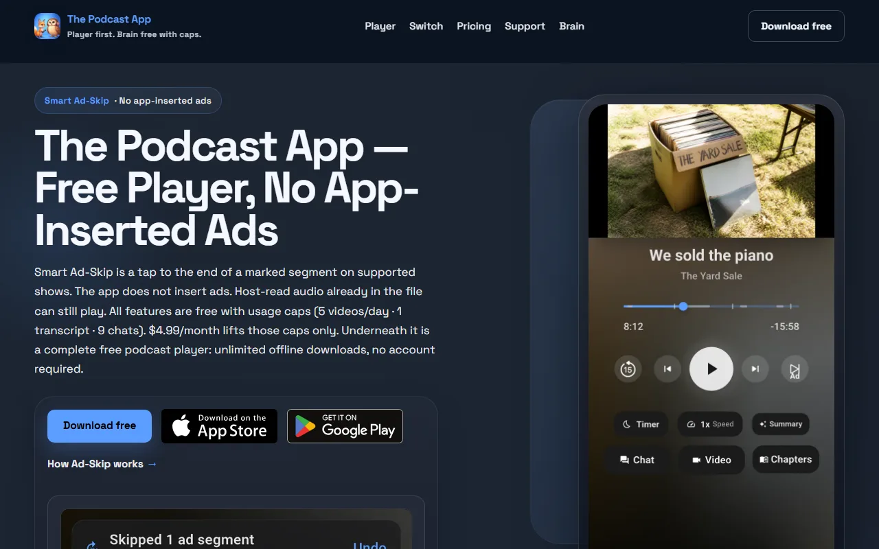 Screenshot of The Podcast App