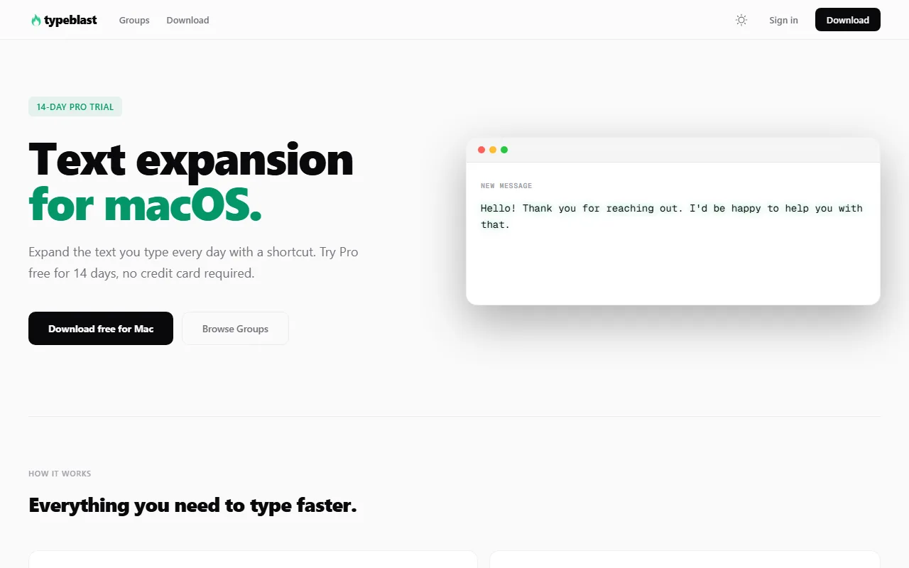 Screenshot of typeblast