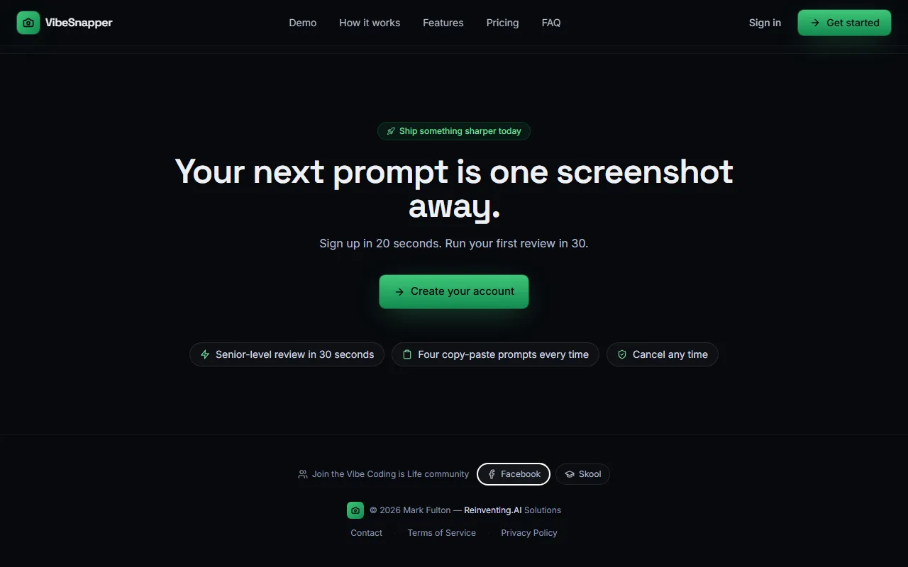 Screenshot of VibeSnapper