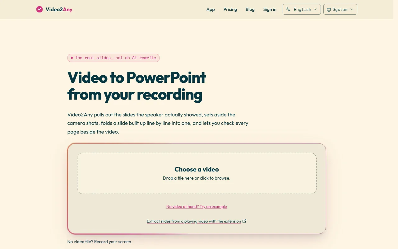 Screenshot of Video2Any