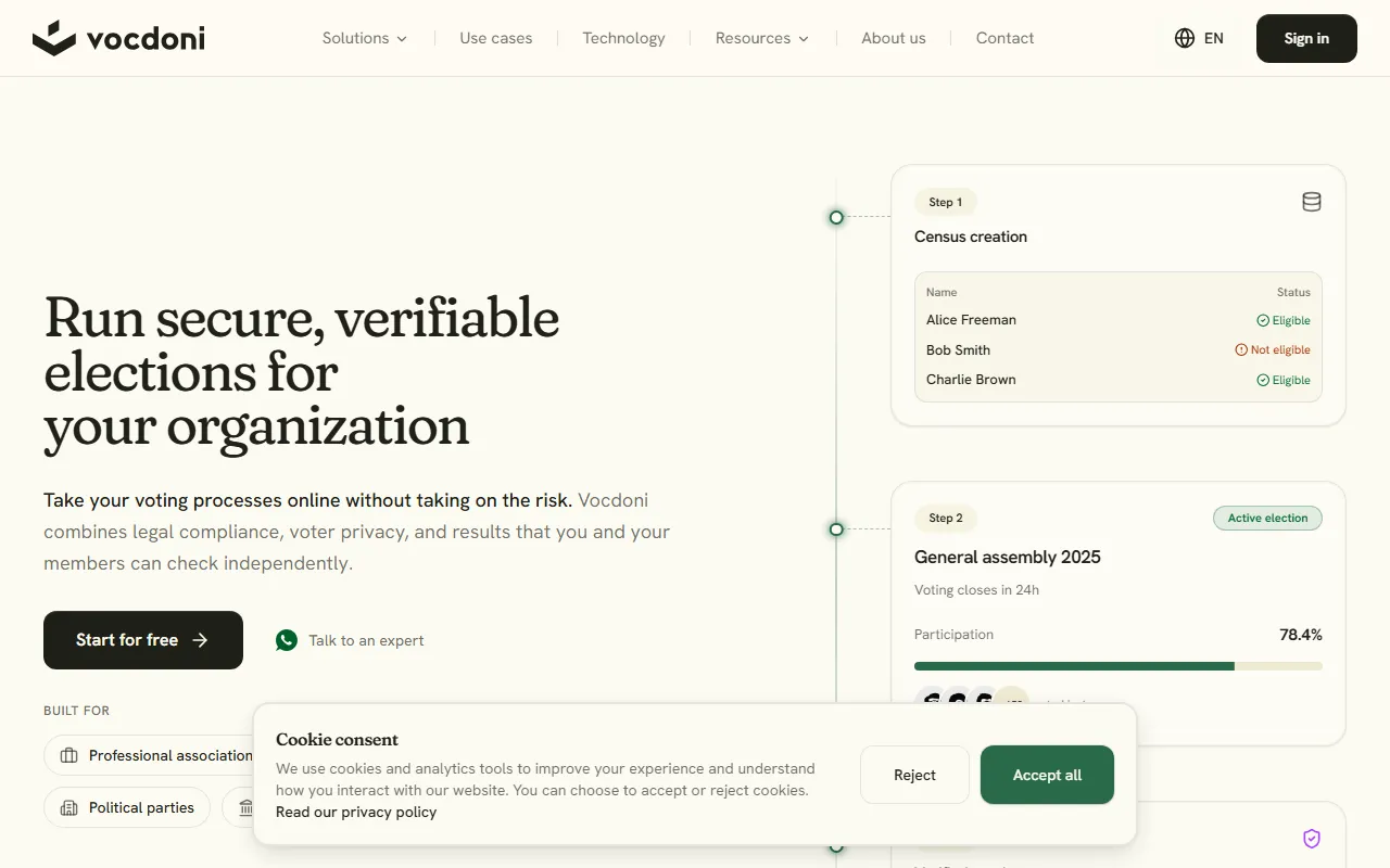 Screenshot of Vocdoni