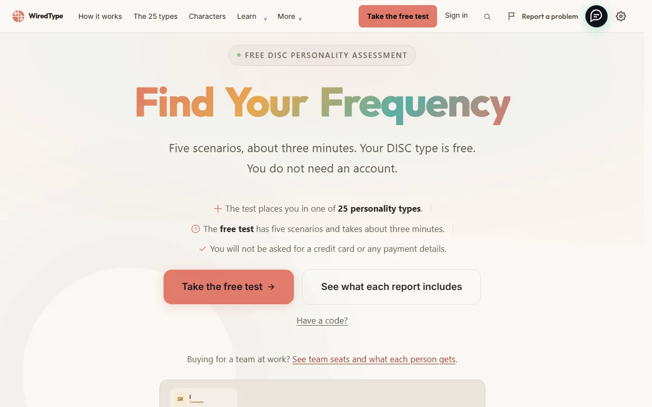Screenshot of WiredType